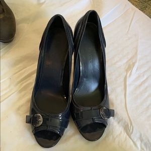 Enzo Angiolini Navy Patent Leather Peep Toe